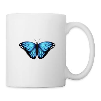 blauer Schmetterling - Tasse - Weiß - Rechts