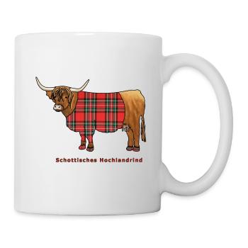 Schottisches Hochlandrind - Tasse - Weiß - Rechts