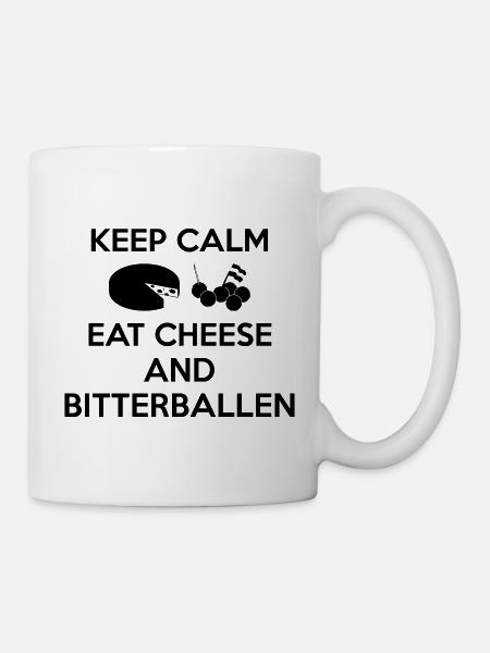 KEEP CALM Essen Sie Käse und Bitterballen Multi Color - Tasse - Weiß