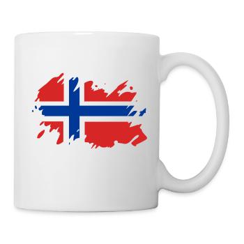 Norwegen Flagge Farbfleck Klecks Fleck Vintage - Tasse - Weiß - Rechts