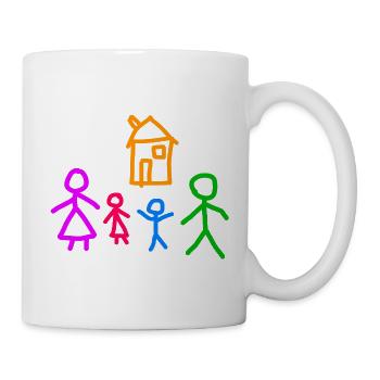 Kinderbild Familie und Haus - Tasse - Weiß - Rechts