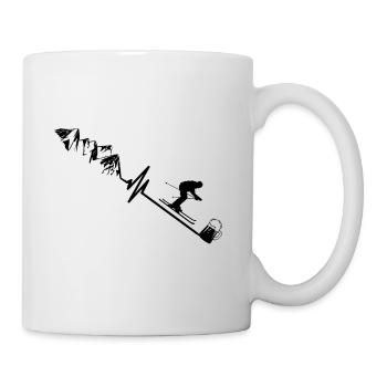 Skifahrer Bier Herzschlag Puls Berg EKG - Tasse - Weiß - Rechts