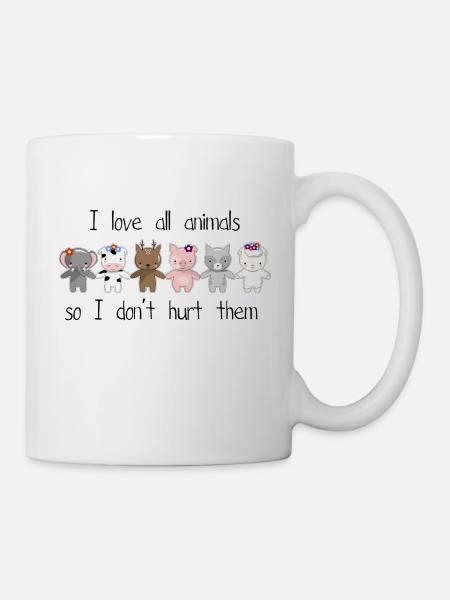Ich liebe alle Tiere - Tasse - Weiß