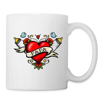 Herz Tattoo Papa - Tasse - Weiß - Rechts
