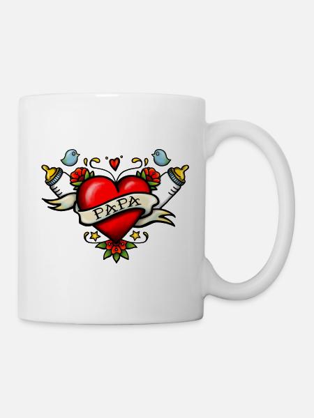 Heart tattoo dad - Mug - white