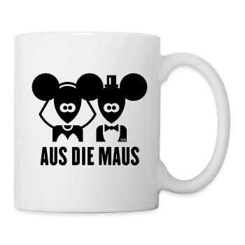 Aus Die Maus (JGA / Polterabend / Hochzeit) - Tasse - Weiß - Rechts