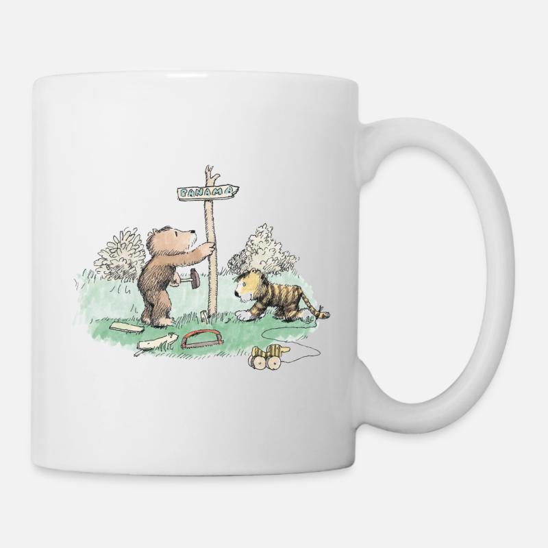 Janosch Tiger und Bär Panama Schild - Tasse - Weiß