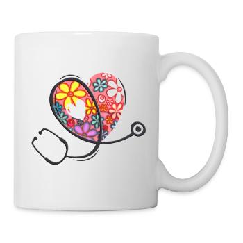 Stéthoscope de soins de santé - Flower Love Heart 1 - Mug blanc - blanc - Droite