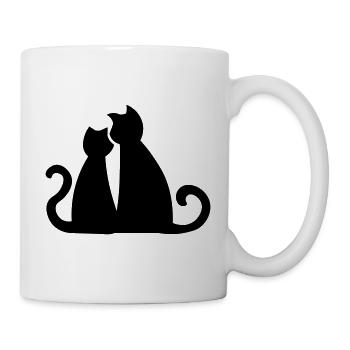 Katzenpaar / cat couple / Couple de chats / Katzen - Tasse - Weiß - Rechts