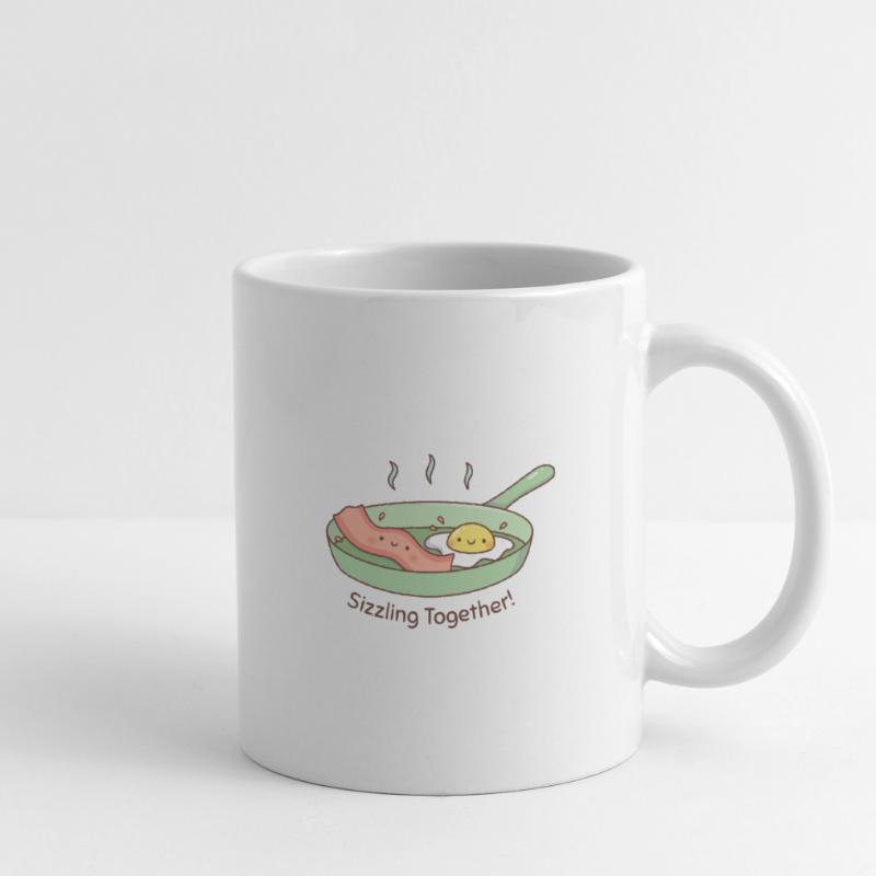 Doodle mignon oeuf et bacon grésillant ensemble Mug blanc
