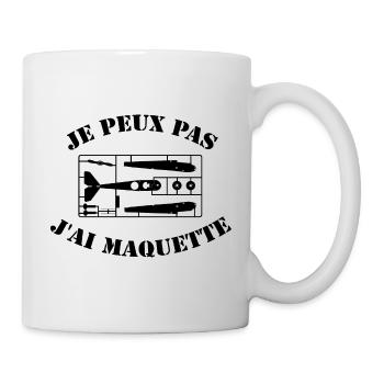 Je peux pas, J'ai maquette. Noir. Cadeau hobby - Mug blanc - blanc - Droite