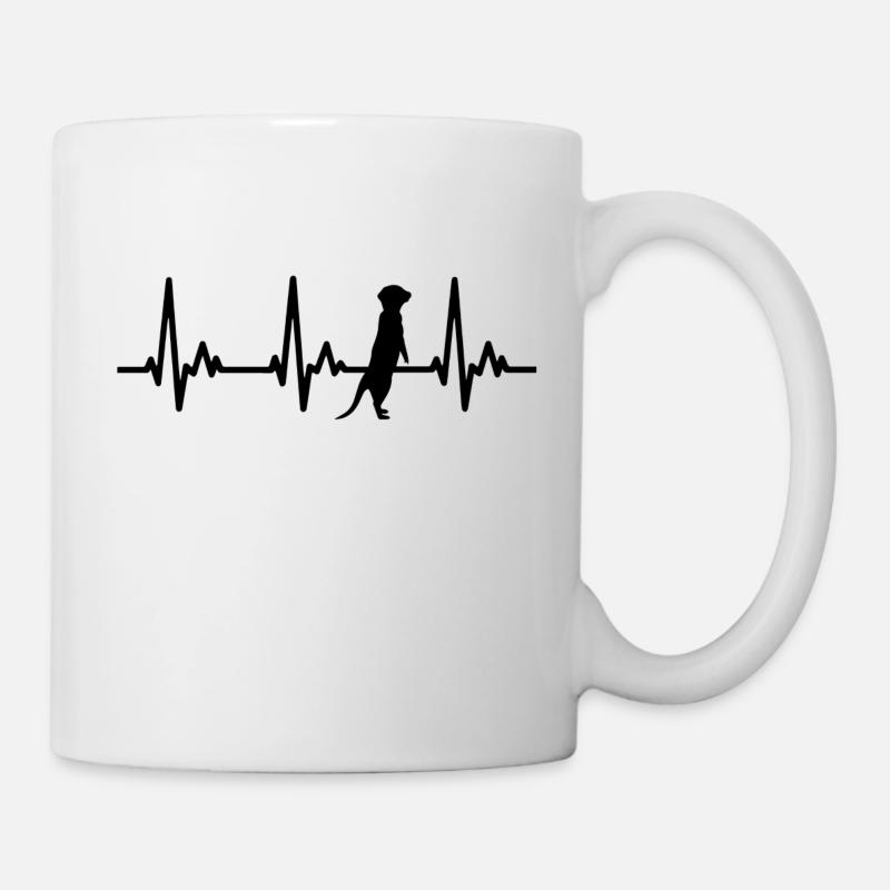 Fréquence cardiaque électrocardiogramme suricate - Mug blanc - blanc