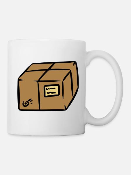 Paket package paquet Paketpost postman Sendung - Tasse - Weiß