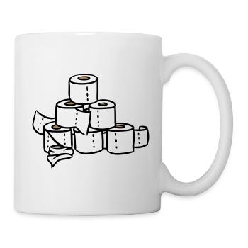 Klopapier Turm Pyramide Corona Hamstern Pandemie - Tasse - Weiß - Rechts