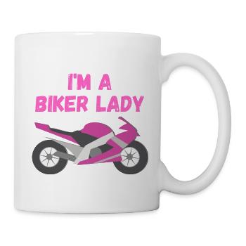 biker lady Bike Geschenk Geschenkidee Motorrad - Tasse - Weiß - Rechts