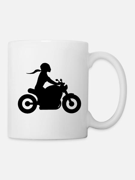 Motorradfahrerin Chopper Bikerin Bikergirl Cruiser - Tasse - Weiß