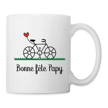 PAPY. FÊTE DES PÈRES. BONNE FÊTE PAPY. BONNE FÊTE - Mug blanc - blanc - Droite