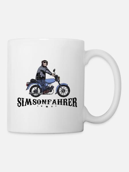 Simsonfahrer Cooler Affe m. Simson DDR Retro Mofa - Tasse - Weiß