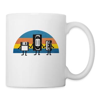 Retro Diskette Videokassette Audiokassette Foto - Tasse - Weiß - Rechts