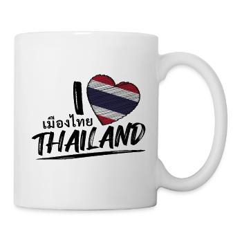 I love Thailand - Thailand Schriftzeichen Flagge - Tasse - Weiß - Rechts