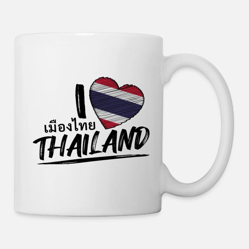 I love Thaïlande - Thaïlande Signe drapeau - Mug blanc - blanc