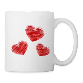 HERZ. HERZ. HEILIGER VALENTINSTAG. LIEBE. LIEBE. HERZ - Tasse - Weiß - Rechts