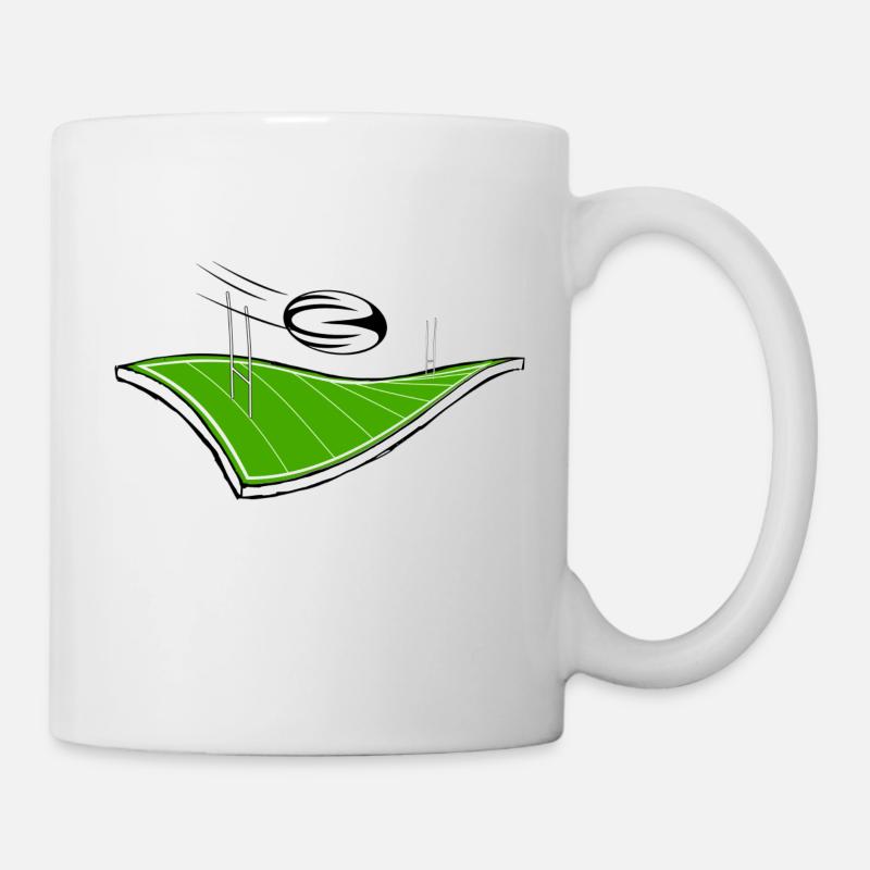 rugby terrain et ballon - Mug blanc - blanc