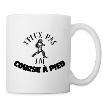 J'peux pas j'ai course à pied. Humour sport - Mug blanc - blanc - Droite