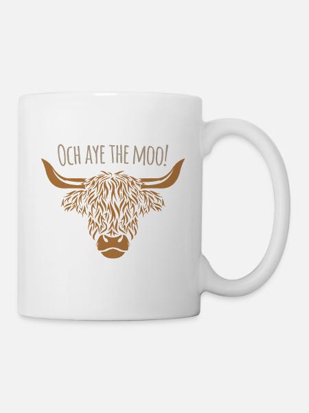 Och aye the moo Agriculteur Haute Terre d’Ecosse - Mug blanc - blanc