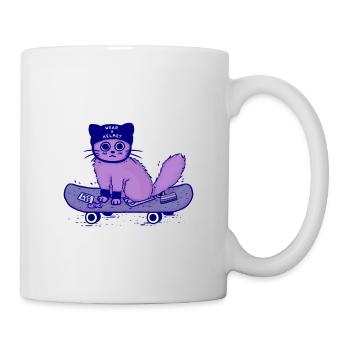 Skateboard chat « Wear a Helmet » - Mug blanc - blanc - Droite