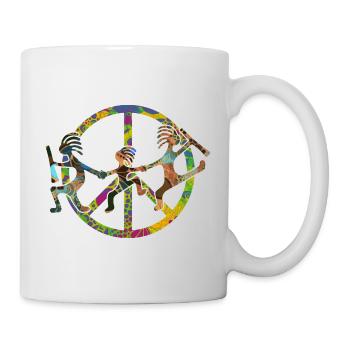 Kokopelli Family in Peace Sign Design 2 - Tasse - Weiß - Rechts