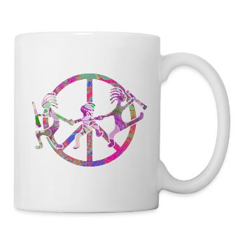 Kokopelli Family in Peace Sign Design 3 - Tasse - Weiß - Rechts