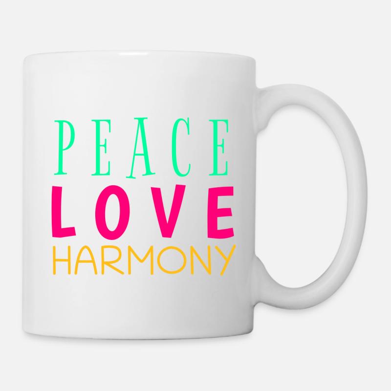 Peace, Love & Harmony - Tasse - Weiß