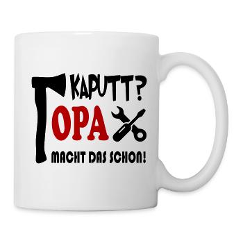 Opa Grandpa Repariert macht das schon Bester Opa - Tasse - Weiß - Rechts