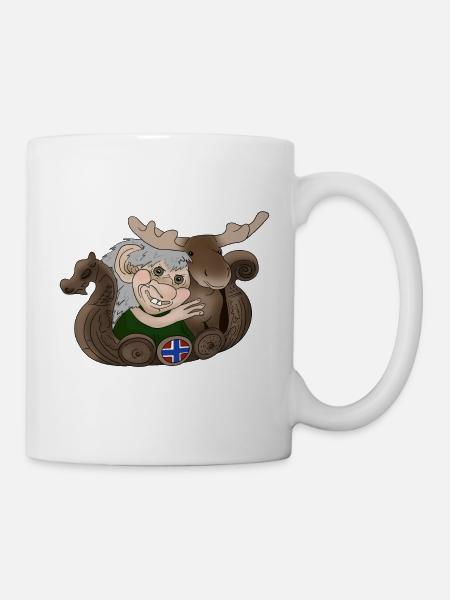 Norwegen - Troll und Elch - Tasse - Weiß
