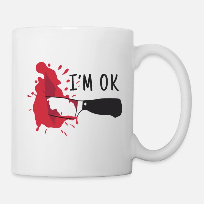 I Blutige Stichwunde Es geht mir gut - Tasse - Weiß