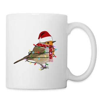Robin String Lights Christmas Bird Cap - Mug - white - Right