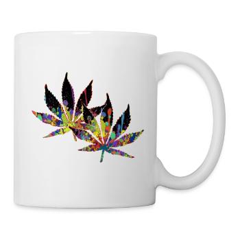 Crazy Colored Marijuana Leaves 1 - Tasse - Weiß - Rechts