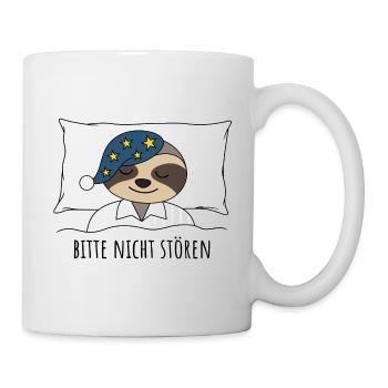 Faultier coole lustige Sprüche Bitte nicht stören - Tasse - Weiß - Rechts
