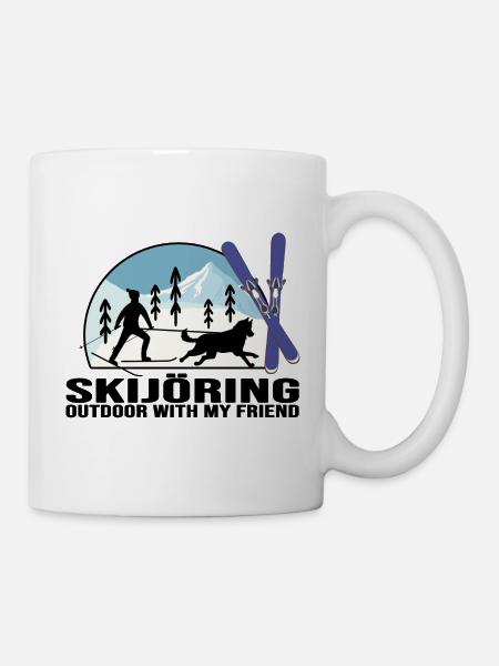 skijöring ski avec chien train chien chien skieur - Mug blanc - blanc