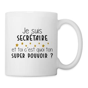 Secrétaire - Super Pouvoir - Cadeau - Bureau - Mug blanc - blanc - Droite
