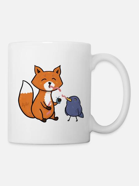 Fuchs und Amsel beste Freunde - Tasse - Weiß
