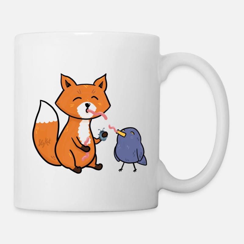 Fuchs und Amsel beste Freunde - Tasse - Weiß