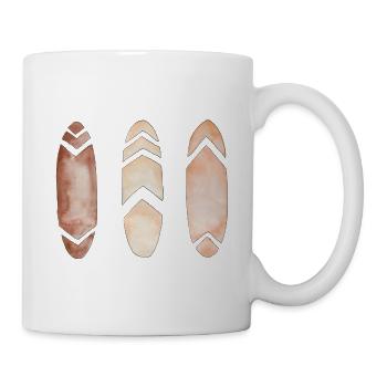 Surfbrett SUP-Board Wasserfarben Beige Braun - Tasse - Weiß - Rechts