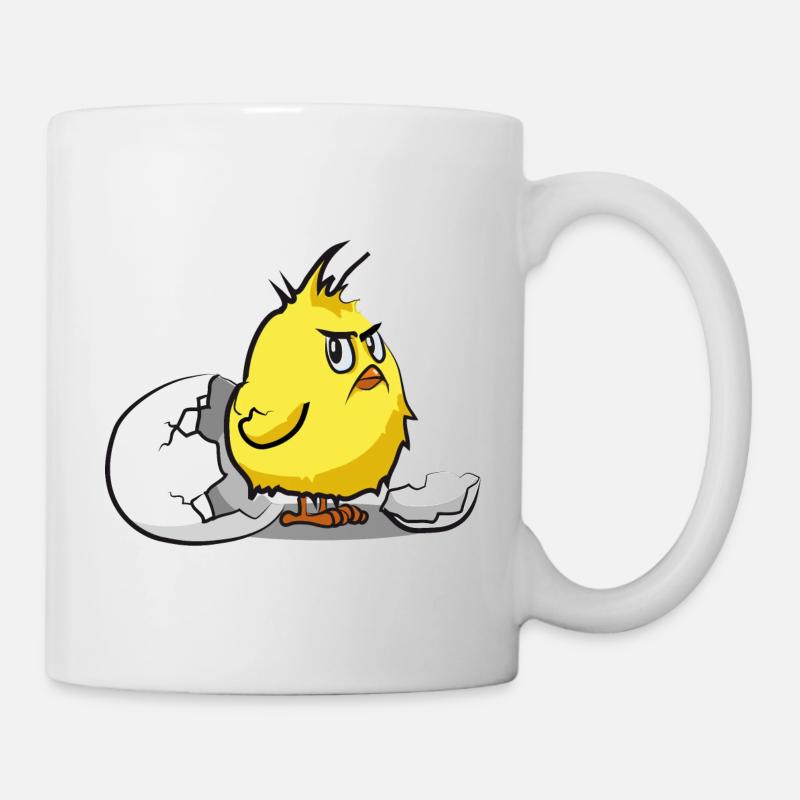 lustig böses Küken Eierschale Vogel Piep - Tasse - Weiß