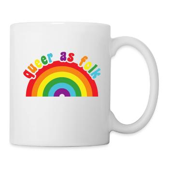 Queer as Folk - cute rainbow pride colors - Mug - white - Right