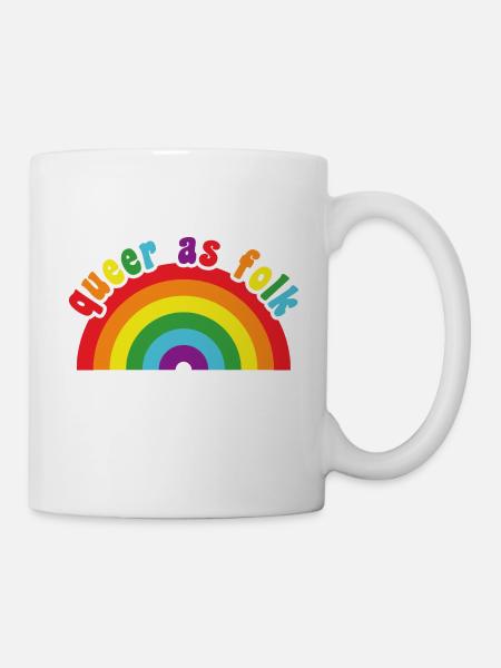 Queer as Folk - cute rainbow pride colors - Mug - white