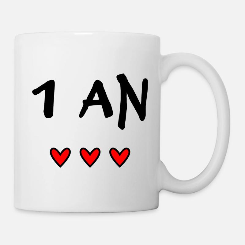 1 AN. 1er ANNIVERSAIRE. ANNIVERSAIRE 1 AN. ANNIV - Mug blanc - blanc