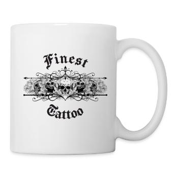 Style de tatouage avec crâne et fleurs - Mug blanc - blanc - Droite