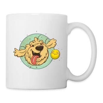 cockapoo Thor mit Tennisball - Tasse - Weiß - Rechts